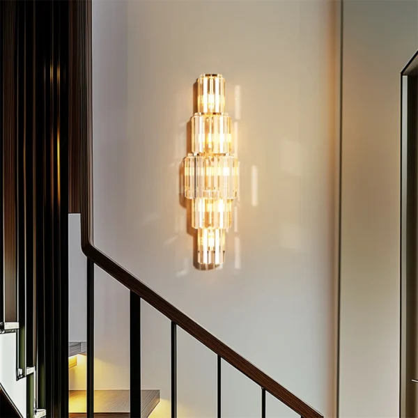 S26b4aad20ce942f8bf60a98f9ba641adq.webp Modern Crystal Wall Lamp 3-Layer Wall Crystal Sconce Light E14 Led Corn Lights