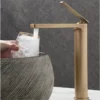 Basin Faucets Antique Bronze Bathroom Faucet Hot & Cold Brass Bathroom Sink Faucet Deck Mounted Lavotory Faucet  Mixer Water Tap