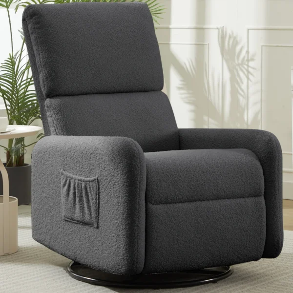 360 Degree Swivel Glider Chair, Rocking Armchair with Side Pocket
