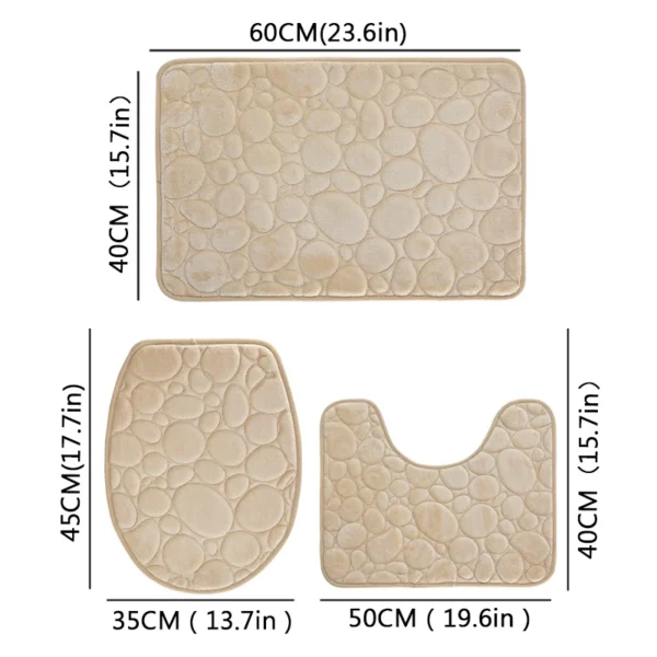 S2810ee84e244440c834deb4498d5e436f.webp 1 Set of Solid Color Simple Bathroom Water-absorbing and Non-slip Floor Mat Stone Pattern, Comfortable and Soft, Three-piece Set