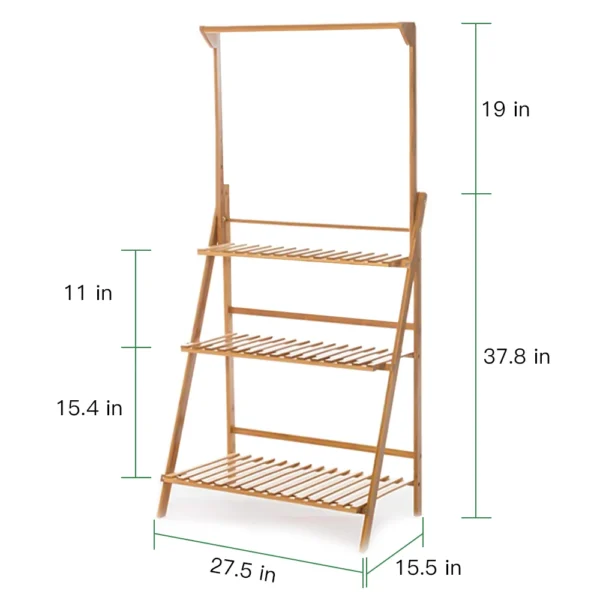 Folding Bamboo Plant Stand, Flower Pot Shelf, Multi-Use for Greenhouse Indoor and Outdoor, 3 Tier