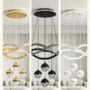 S299cf80af15a49bda8e7e4447ccab5e0L.webp LED Pendant Light Three Color Temperatures 4 Crystal Balls Soft Light Adjustable Suspension Line Home Ceiling Lights for Living
