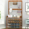 S29ad6b111a8648429959550e4c81aa44c-1.webp 185cm Large Wooden 5 Tiers Hall Tree Hat Coat Stand with 8 Hooks Clothes Shoe Rack Hanger Hooks Shelf Storage 