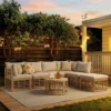 7 Pieces Outdoor Patio Furniture, All-Weather Rattan Sectional Sofa Set with Thick Cushions and Pillows, Freely Combined Conversation Sets for Garden, Backyard