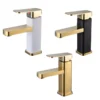 Gold faucet bathroom faucet metal stainless steel handle hot and cold mixer faucet square faucet beautiful bathroom