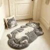 Adorable Fun Cat-Shaped Area Rug Stylish Unique Home Decor Carpet for Living Rooms Cartoon Bedrooms Bedsie Floor