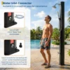 7.2FT Freestanding Solar Heated Pool Shower 9.3 Gallon Outdoor Shower Kit With Handheld Foot Faucet Hot Cold Water & Cover