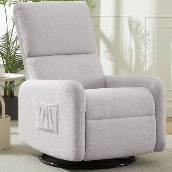 360 Degree Swivel Glider Chair, Rocking Armchair with Side Pocket