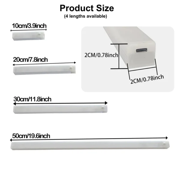 Wireless USB Rechargeable Motion Sensor LED Bar Light Induction Night Light Portable Cordless Magnetic