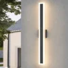 S2fd24cbde34a46f299a9dba65c2b4ae6u.webp Outdoor Porch Light Waterproof Rust Resistant Stainless Steel Sconces Black Long-strip Style Lighting Fixture