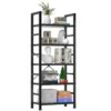 Wooden Storage Standing 5 Tiers Display Bookshelf Sturdy Structure Graduated Shelves Adjustable Feet for Living Room