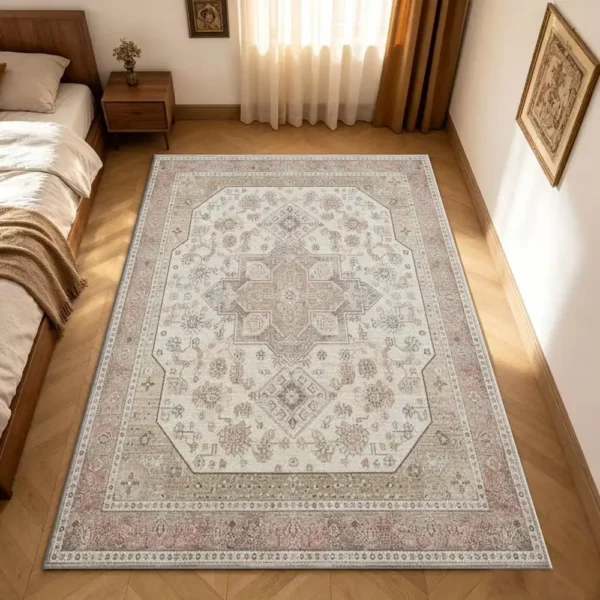 Blush Vintage Rug, Soft & Comfortable, All Seasons, Easy to Maintain, Machine Washable