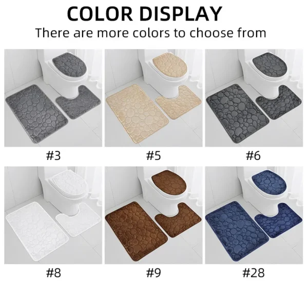 S31c856767cba4fbeb6dbbc1b1c9814370.webp 1 Set of Solid Color Simple Bathroom Water-absorbing and Non-slip Floor Mat Stone Pattern, Comfortable and Soft, Three-piece Set