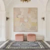 Vintage Grey Medallion Area Rug, European Luxury Floral Carpet for Living Room Bedroom