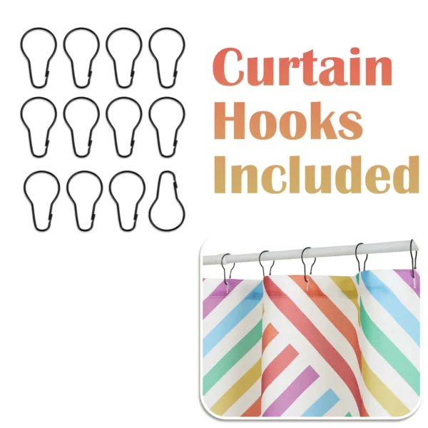 Waterproof Wavy Striped Shower Curtain Set, Modern Aesthetic Fabric Bath Curtain for Home Hotel Bathroom Decor