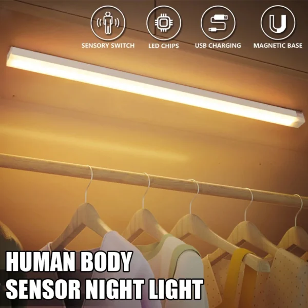 S33c76a9ba8264c19a2bb08b6abec45bcx-1.webp LED Motion Sensor Light Wireless LED Night Light Type C Rechargeable Light Cabinet Wardrobe Lamp Staircase Backlight For Kitchen