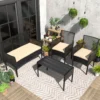 Outdoor Patio Furniture Set 4-Piece, Wicker Hollow-Out Conversation Sofa with Cushions, Coffee Table