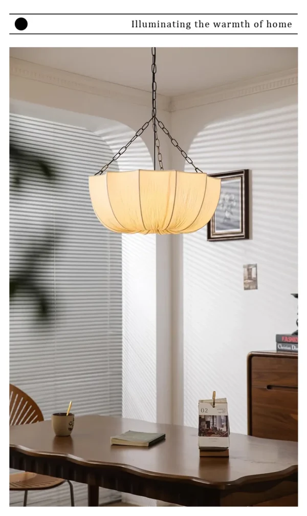 Japanese Wabi Sabi Retro Fabric Pendant Lights Living Dining Room Chandelier Lighting