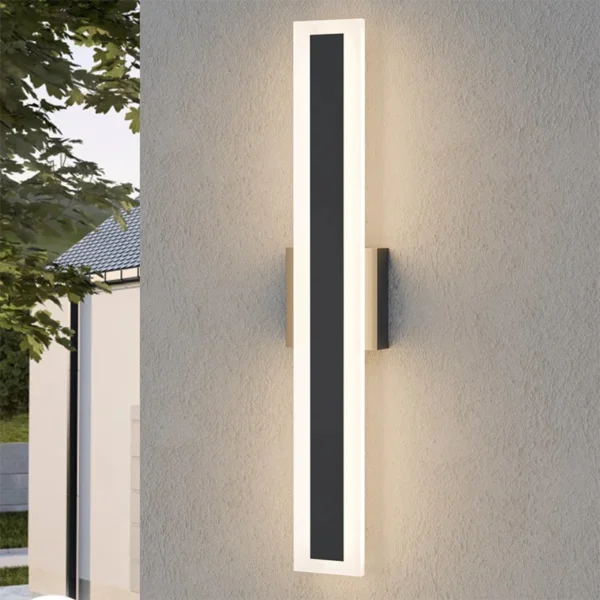 S351e1e4752b34d8897d2cad45a64bd54r.webp Outdoor Porch Light Waterproof Rust Resistant Stainless Steel Sconces Black Long-strip Style Lighting Fixture