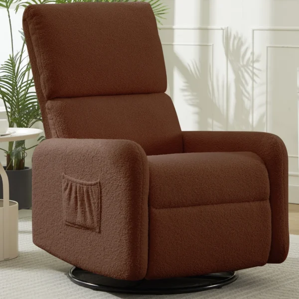 360 Degree Swivel Glider Chair, Rocking Armchair with Side Pocket