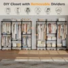 Portable Three Rows Wardrobe Closet with Hanging Rods Clothing Rack with Shelves Mudroom Storage Organizer