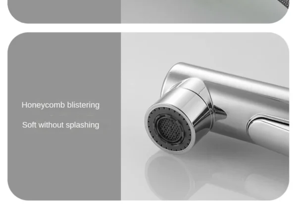 Bathroom Sink Pull-out Hot and Cold Water Mixer Faucet for Bathroom Grey/Chrome 3 Functions Mouthwash Faucet Deck Mount