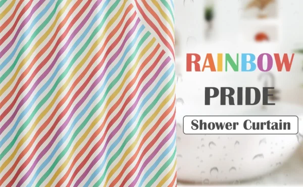 Waterproof Wavy Striped Shower Curtain Set, Modern Aesthetic Fabric Bath Curtain for Home Hotel Bathroom Decor