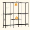 Portable Three Rows Wardrobe Closet with Hanging Rods Clothing Rack with Shelves Mudroom Storage Organizer