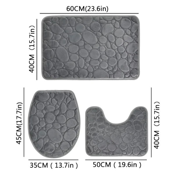 S3a6da4eaa6054ac9b9f36691f9502b13I.webp 1 Set of Solid Color Simple Bathroom Water-absorbing and Non-slip Floor Mat Stone Pattern, Comfortable and Soft, Three-piece Set