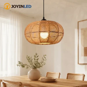 S3aec0393aa21447485dd21463cd52c48q.webp 11.8 Inch Boho Wicker Pendant Light, Hand Woven Rattan Hanging Light Fixture with Adjustable 59in Cord