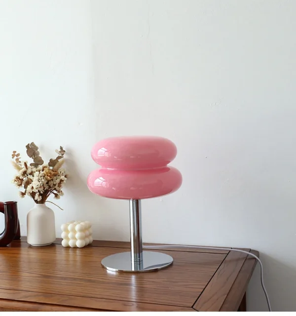 Macaron Glass Table Lamp Trichromatic Dimming Living Room Atmosphere Lamps Eye Protection Decor