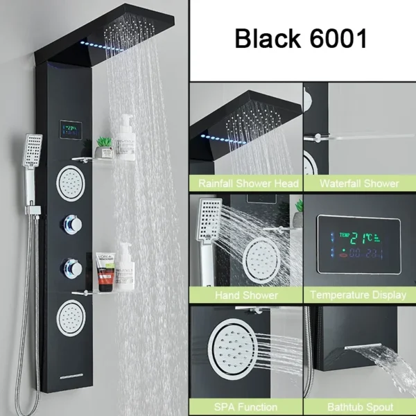S3c0ca1d01be6425d8ce7f6208f7dbfc4m.webp LED Shower Panel Waterfall Rain Digital Display Shower Faucet System Set Bathroom Column Mixer With SPA Massage Jet