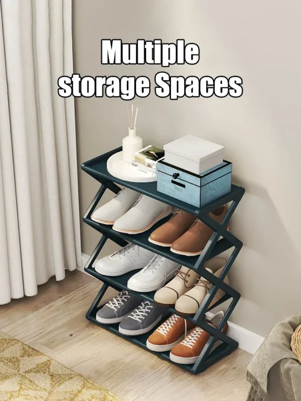 S3e10da265da64329b5c6d918e18eff93y.webp 4Layer X-Type Multi Layered and Space Saving Shoe Rack,Solid Color Simple Home Assembly Shoe Rack