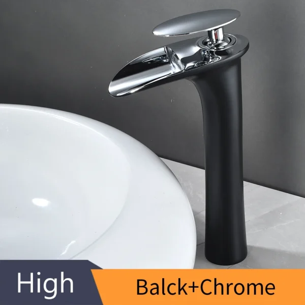 Modern White Bathroom Faucet Waterfall faucets Single Hole Cold and Hot Water Tap