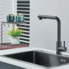 Kitchen pull-out faucet 304 stainless steel hot and cold faucet black sink faucet with two levels of water outlet