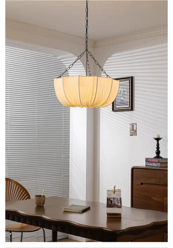 Japanese Wabi Sabi Retro Fabric Pendant Lights Living Dining Room Chandelier Lighting