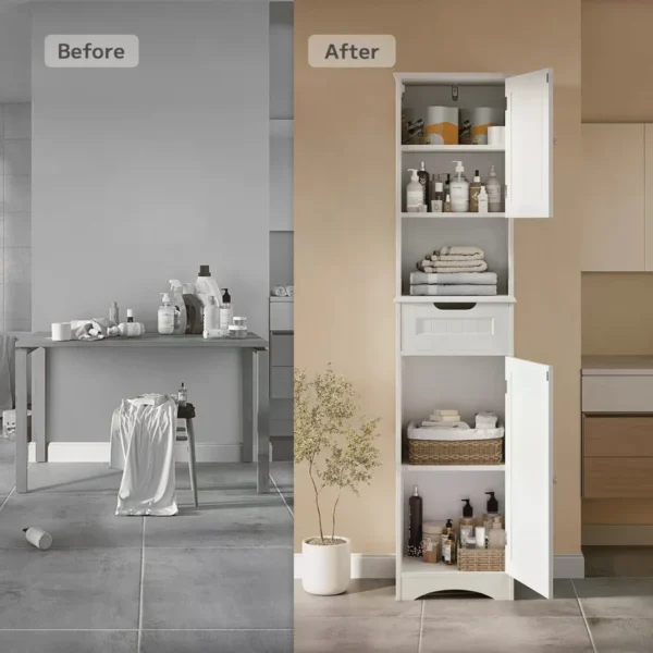 Asofer 67" Tall Bathroom  Cabinet, Narrow Bathroom Storage Cabinet With Sturdy Door