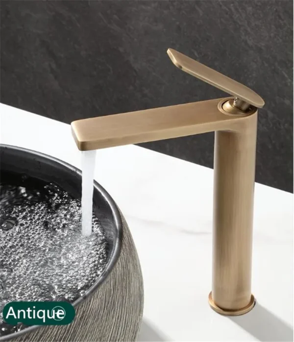 Basin Faucets Antique Bronze Bathroom Faucet Hot & Cold Brass Bathroom Sink Faucet Deck Mounted Lavotory Faucet  Mixer Water Tap