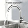 Punch-Free Black Nickel Bathroom Sink Faucet 360° Rotatable Stainless Steel Single Handle Hot Cold Water Mixer Tap Modern Wall