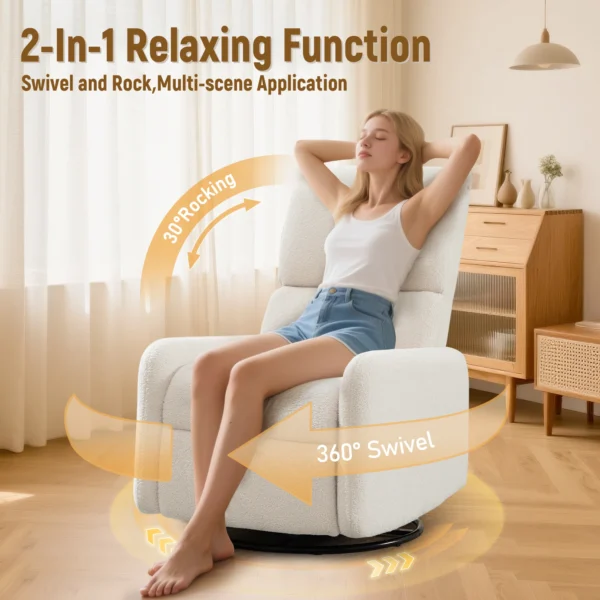 360 Degree Swivel Glider Chair, Rocking Armchair with Side Pocket