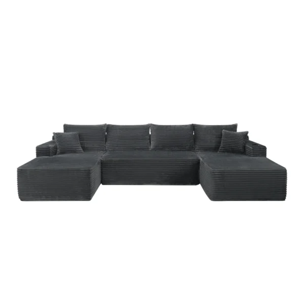 126" Cloud Sectional Sofa with U-Shape Chaise and Side Pockets and Cup holder, Modern Modular Design, Deep Seating, Upholstered