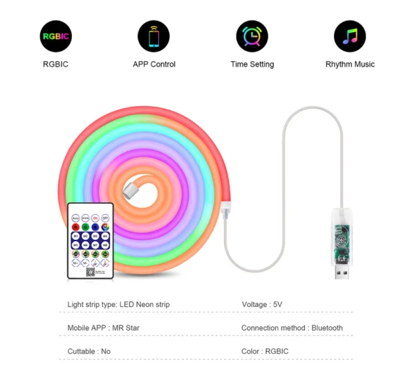 S47f613b7e4be492e871345038688b493Y.webp Bluetooth Dream Color RGB LED Neon lights Waterproof Soft Tube Flexible Dimmable Ribbon