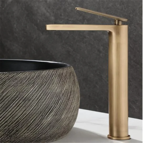 Basin Faucets Antique Bronze Bathroom Faucet Hot & Cold Brass Bathroom Sink Faucet Deck Mounted Lavotory Faucet  Mixer Water Tap