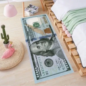 S491ae887d91f4742aa356ad93818174fd.webp Money Rugs 100 Dollar Bill Runner Cool Area Rug For Living Room Kitchen Rug Laundry Runner Rug Bedroom Bathroom Mat (20" X 47")
