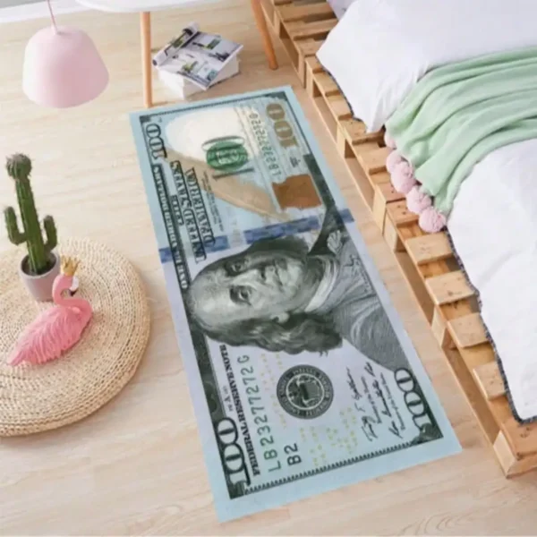 S491ae887d91f4742aa356ad93818174fd.webp Money Rugs 100 Dollar Bill Runner Cool Area Rug For Living Room Kitchen Rug Laundry Runner Rug Bedroom Bathroom Mat (20" X 47")