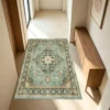 S4b818d025f3441c5a7a451dca9b463cbe.webp Muted Teal Medallion Rug, Soft & Comfortable, All Seasons, Easy to Maintain, Machine Washable