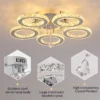 Modern Pendant Light Led Crystal Ring Ceiling Lamp Living Dining Room