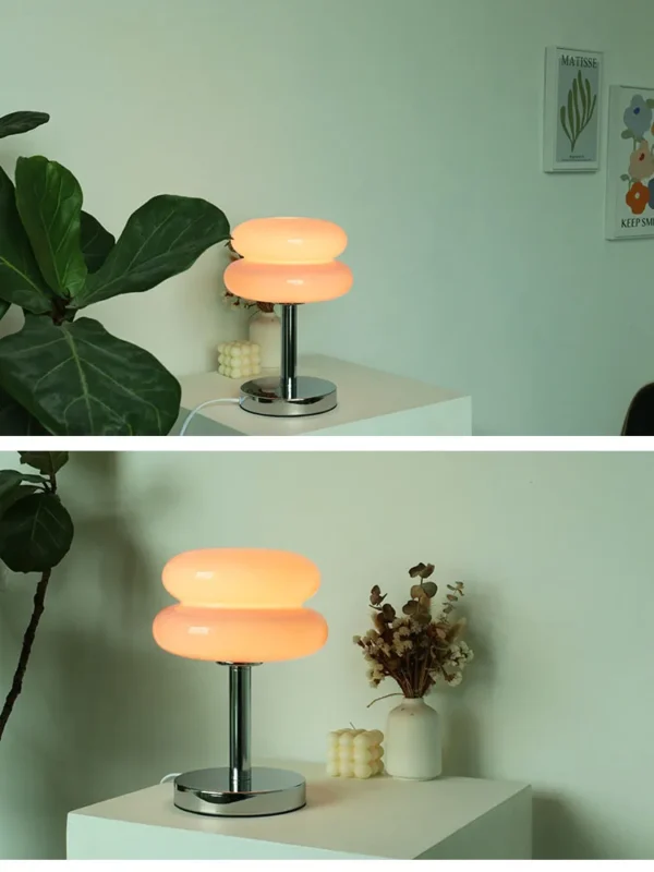 Macaron Glass Table Lamp Trichromatic Dimming Living Room Atmosphere Lamps Eye Protection Decor