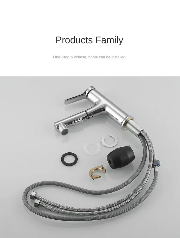 Bathroom Sink Pull-out Hot and Cold Water Mixer Faucet for Bathroom Grey/Chrome 3 Functions Mouthwash Faucet Deck Mount