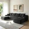 126" Cloud Sectional Sofa with U-Shape Chaise and Side Pockets and Cup holder, Modern Modular Design, Deep Seating, Upholstered